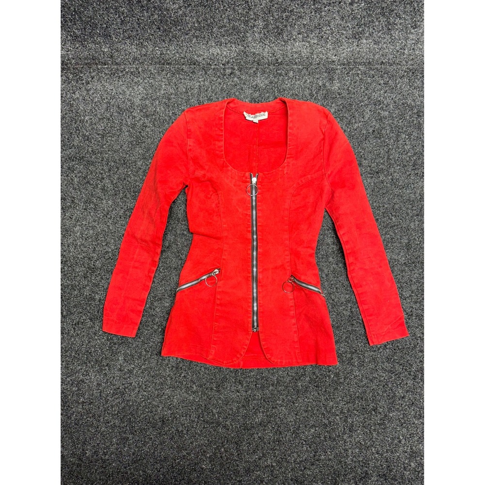 Vintage punk red jacket goth vamp sexy rock roll indie sleeve zip up area code